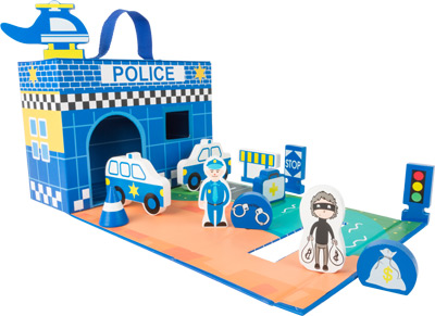 Holz Spielkoffer Polizeiwache