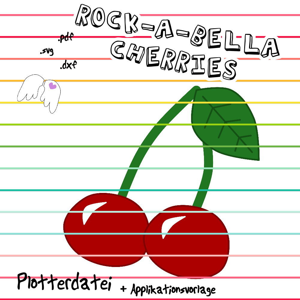 K013 - Rock-A-Bella cherries Kirschen Plottdatei und Applikationsvorlage